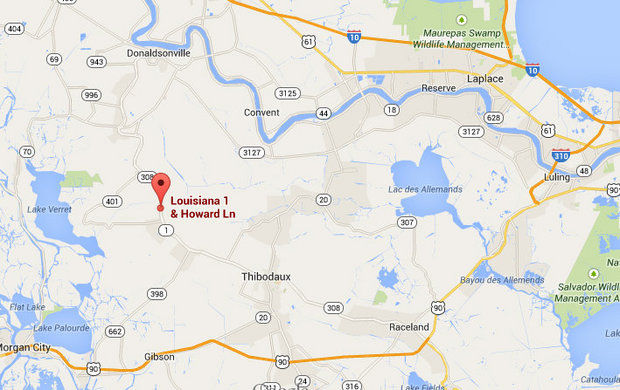 Approximate location of the Assumption Parish accident that left one dead and three injured. Photo courtesy of www.nola.com