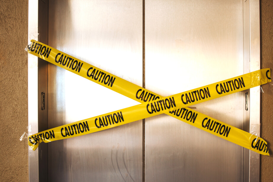 Caution tape to prevent an elevator accident