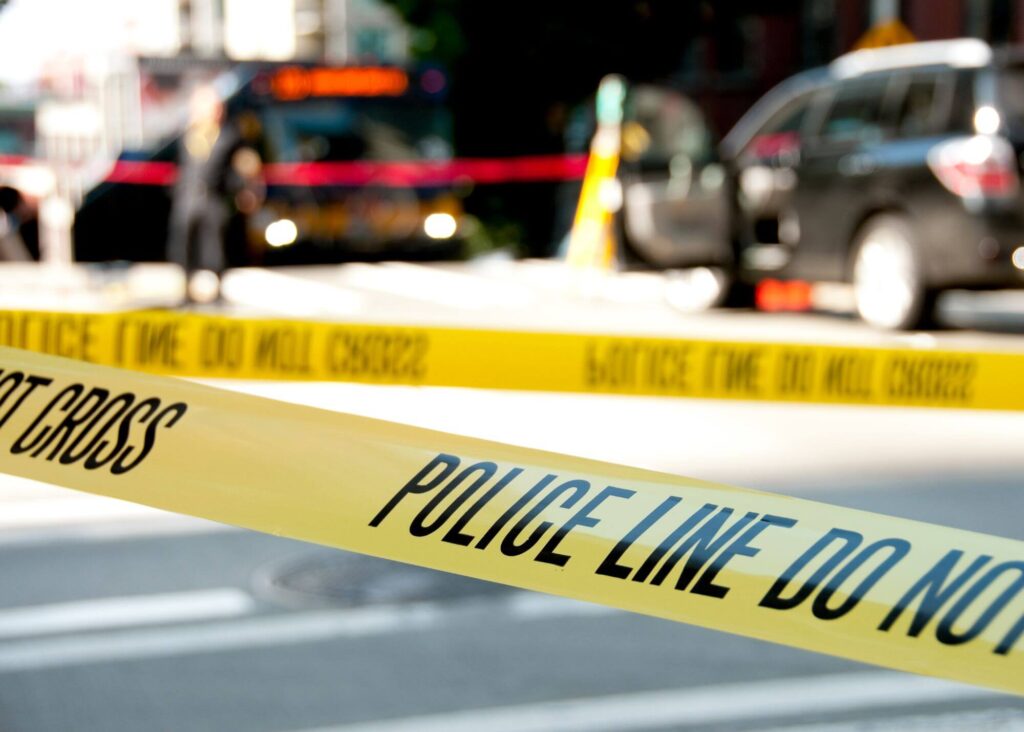 Gun violence crime scene.