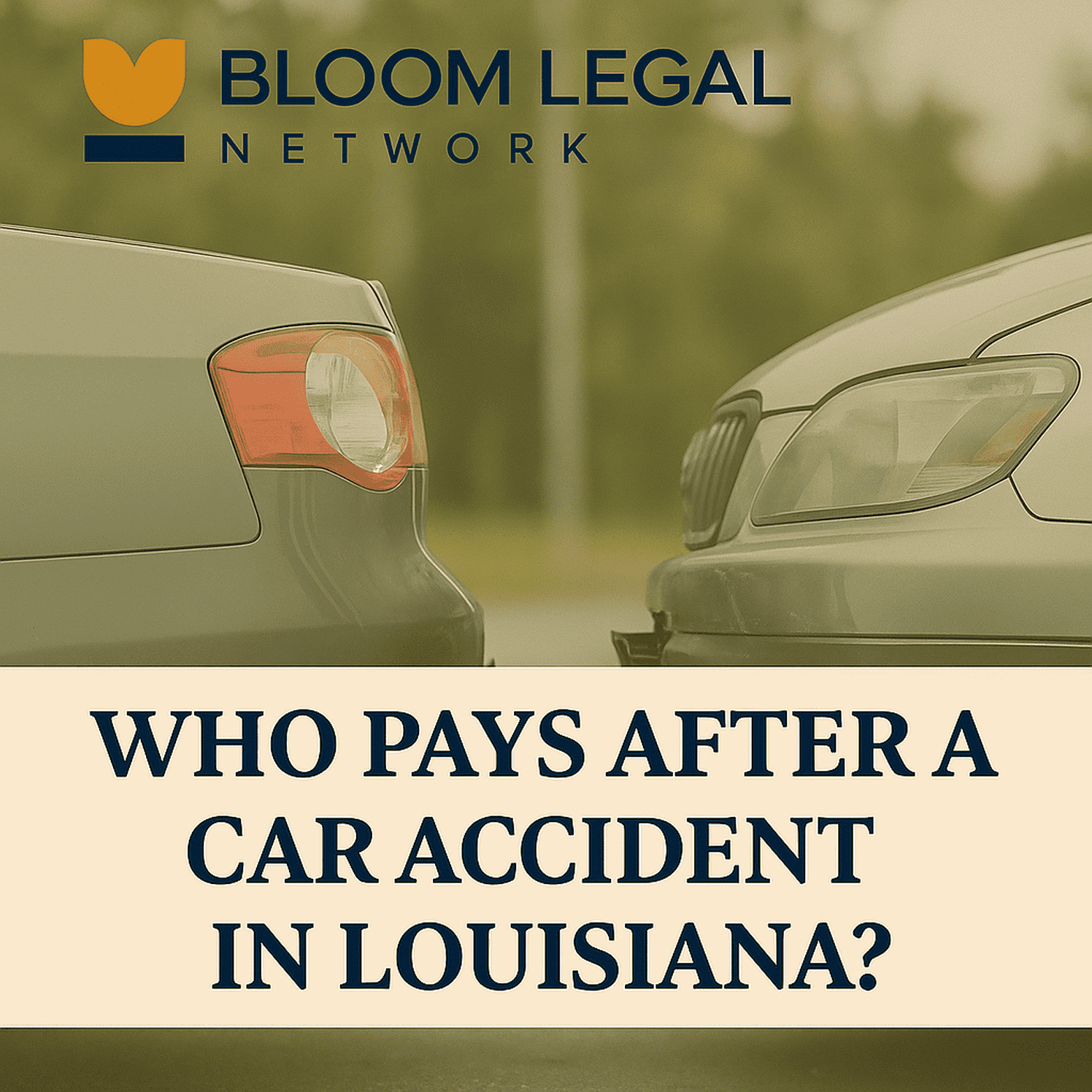 Bloom Legal Network blog cover on determining liability and compensation after Louisiana car accidents, offering legal guidance to protect drivers’ rights.